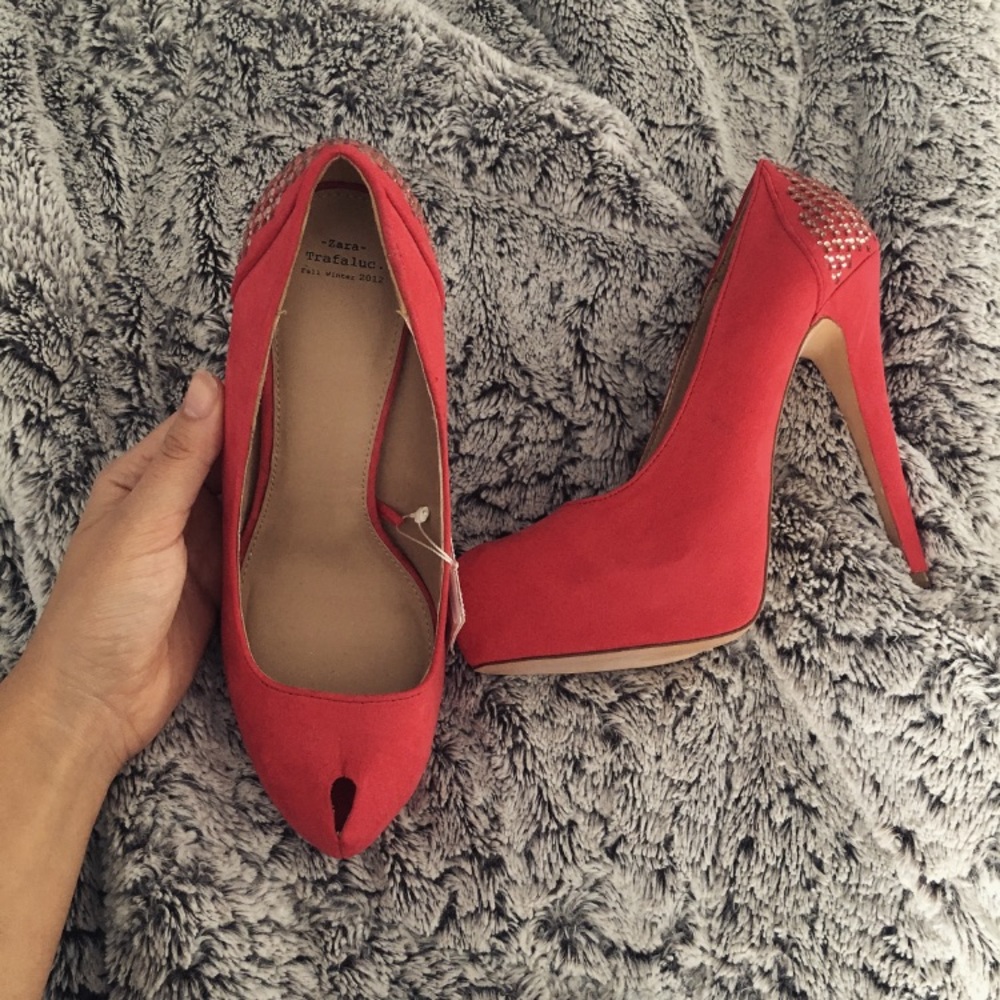 Zara Red/Pink Peeptoe Pumps